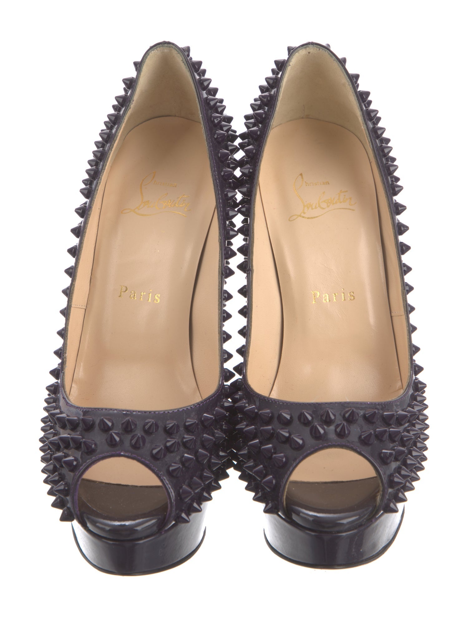 Christian Louboutin Spike Accents Patent Leather Pumps